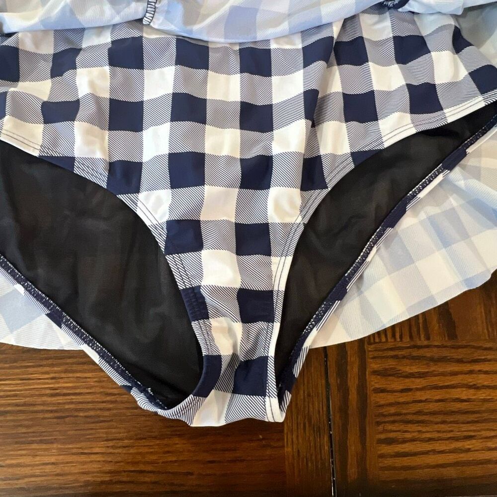 Torrid Blue Checkered Halter One Piece Swimsuit Plus Size 2 - Picture 7 of 11